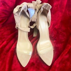 Wild Diva Nude Faux Suede Strap Up w/Clear Strap